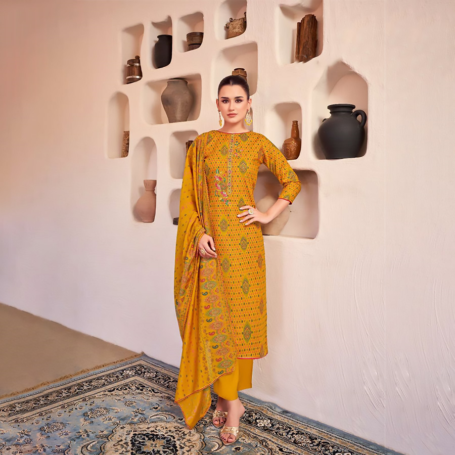 Yellow Viscose Casual Suit