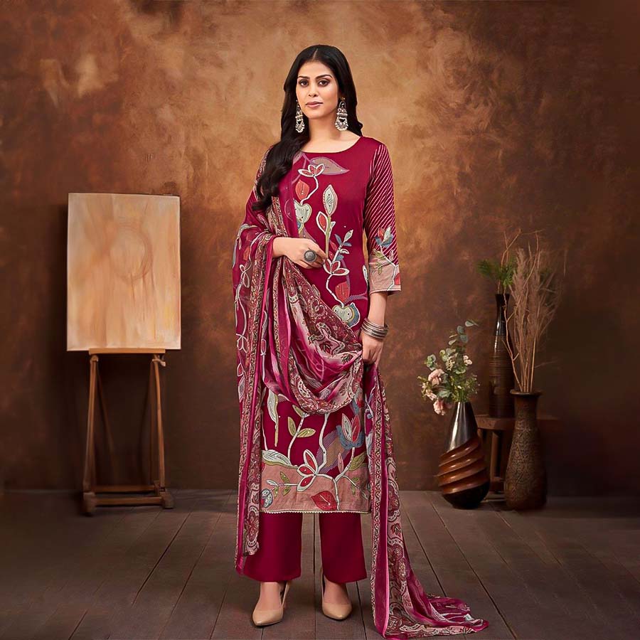 Magenta Jam Casual Wear Salwar Kameez