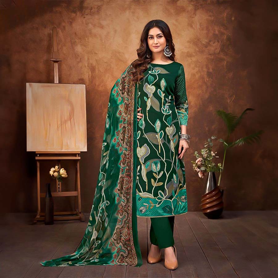 Green Jam Casual Wear Salwar Kameez