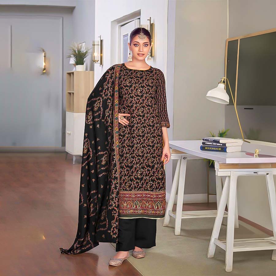 Black Viscose Casual Wear Salwar Kameez