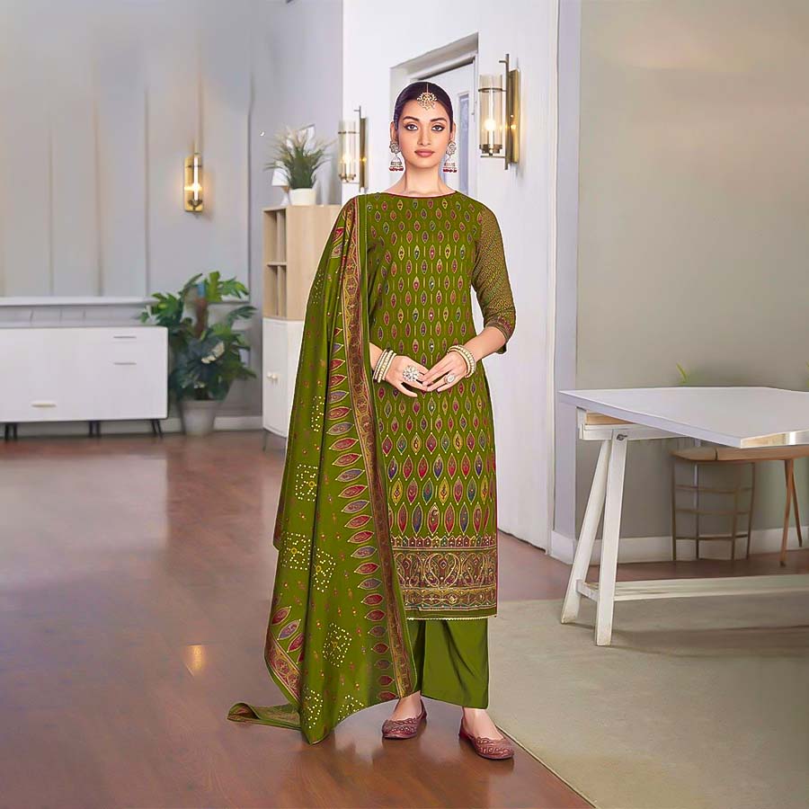 Green Viscose Casual Wear Salwar Kameez