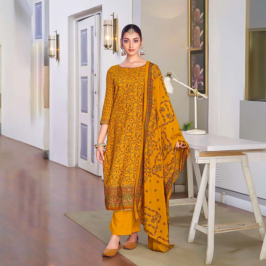 Yellow Viscose Casual Wear Salwar Kameez