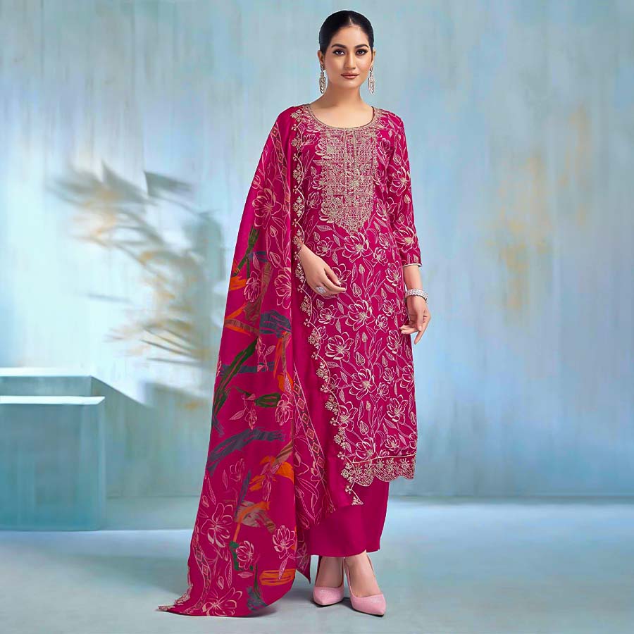 Magenta  Rayon Casual Wear Salwar Kameez