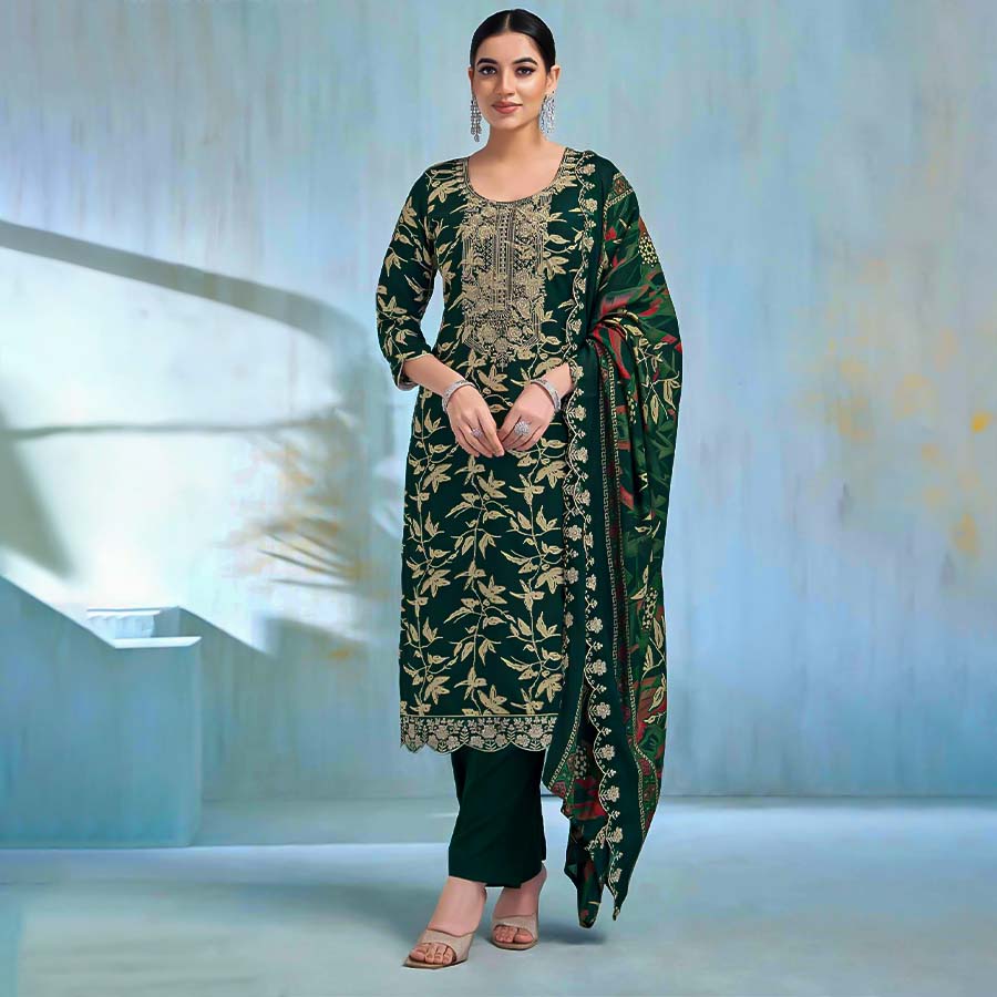 Green  Rayon Casual Wear Salwar Kameez