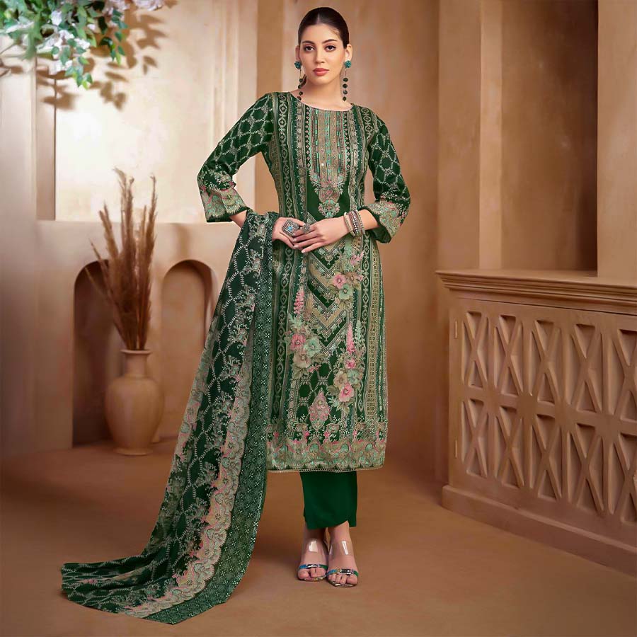 Green  Zam Cotton Printed Salwar Kameez