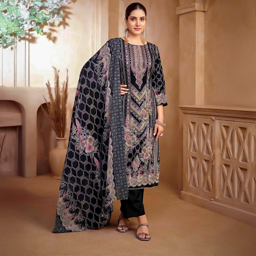 Black  Zam Cotton Printed Salwar Kameez