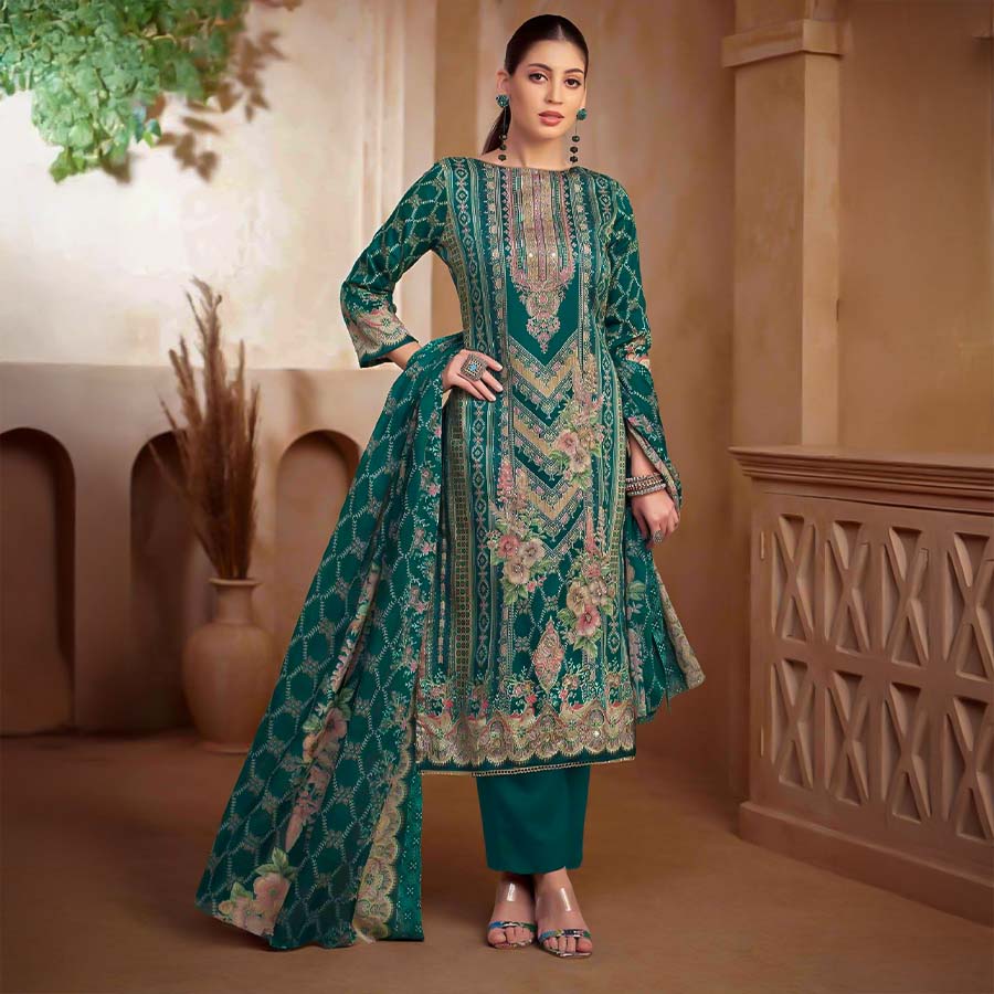 Green  Zam Cotton Printed Salwar Kameez