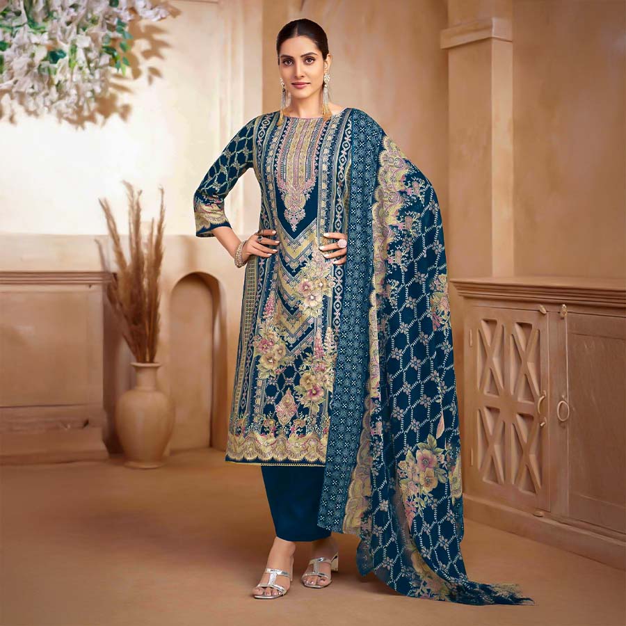 Blue Zam Cotton Printed Salwar Kameez