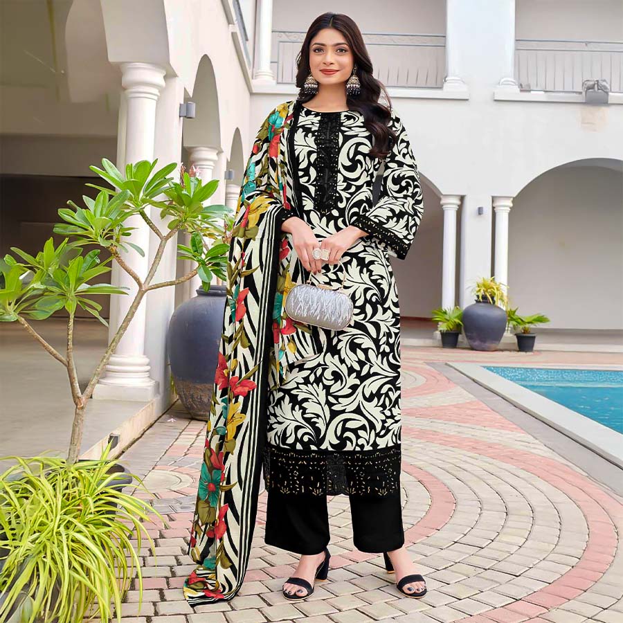 Black  Cambric Casual Wear Salwar Kameez