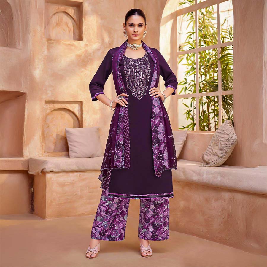 Purple  Jam Casual Wear Salwar Kameez