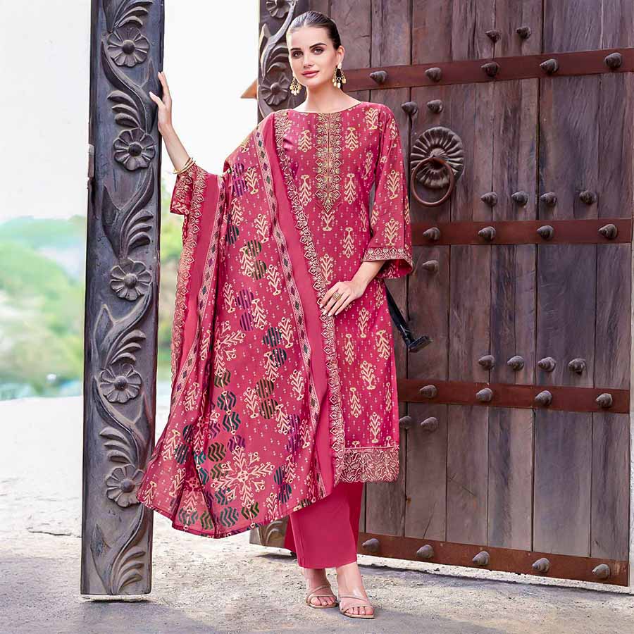 Red  Rayon Casual Wear Salwar Kameez