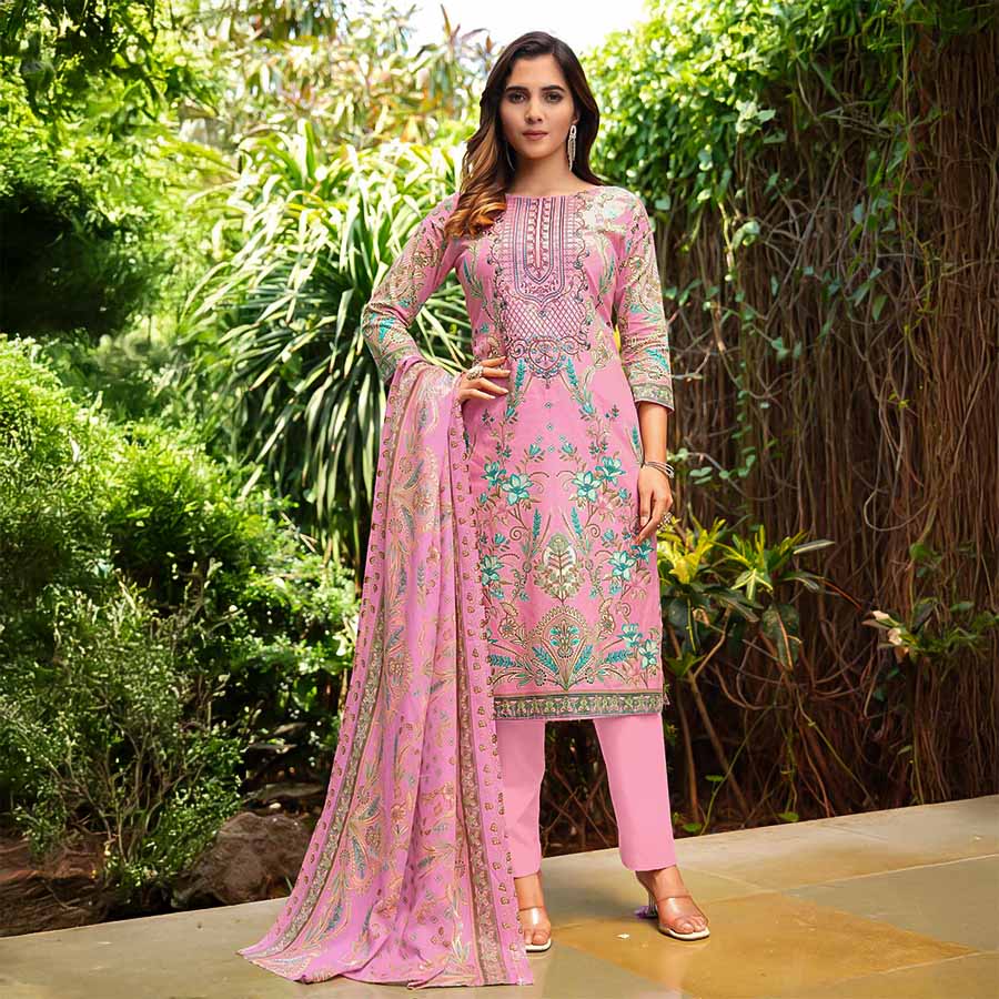 Purple Cambric Cotton Casual Wear Salwar Kameez