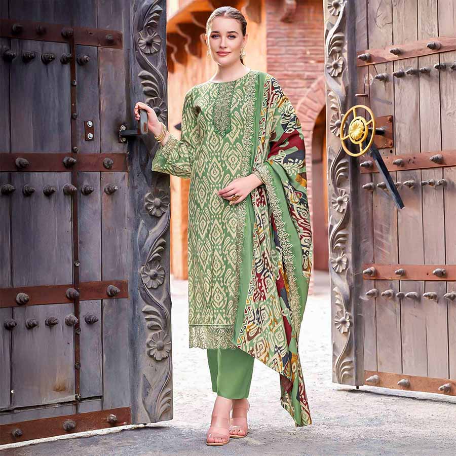 Green  Rayon Casual Wear Salwar Kameez
