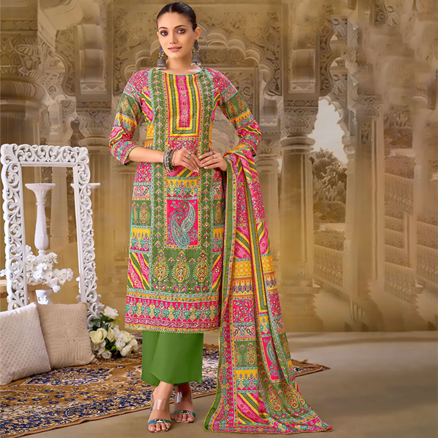 Multicolour Muslin Printed Suit