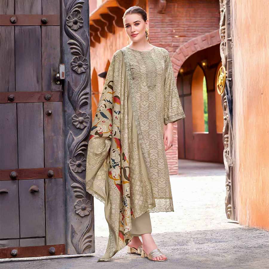 Light Brown Rayon Casual Wear Salwar Kameez