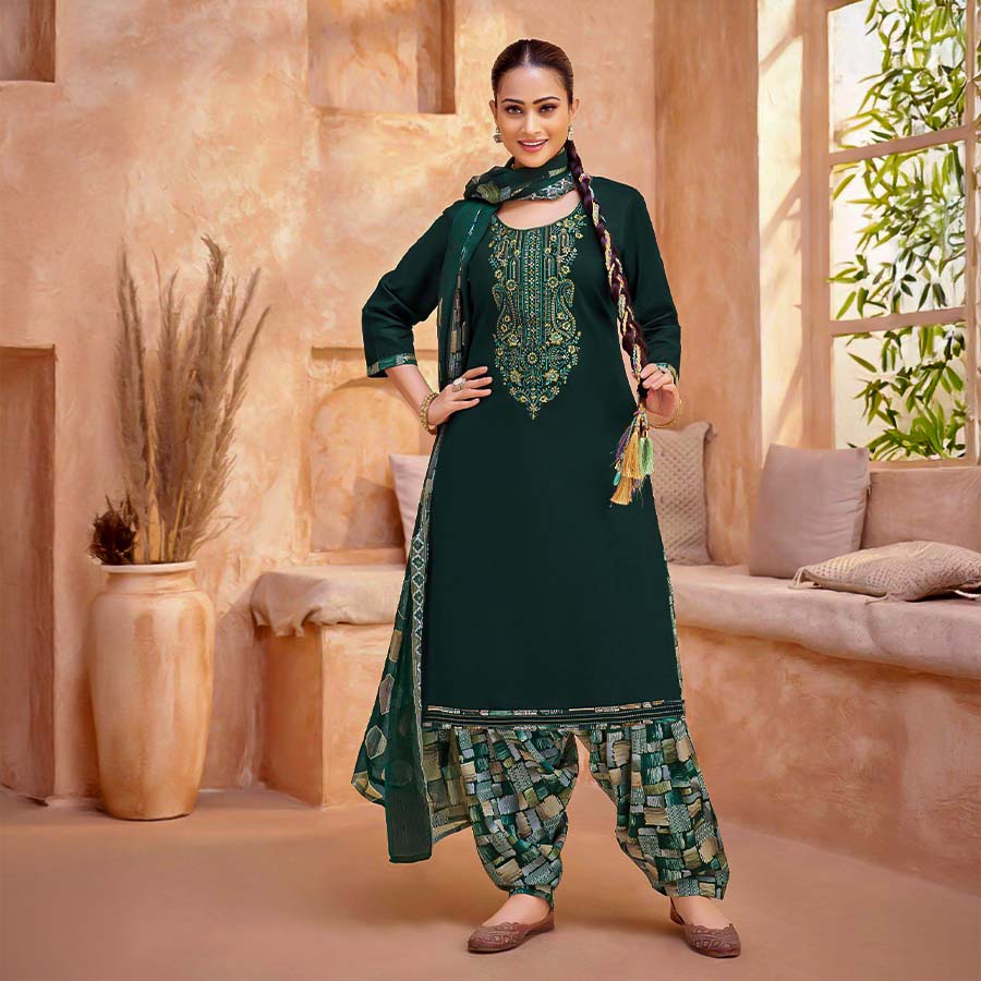 Green  Jam Casual Wear Salwar Kameez