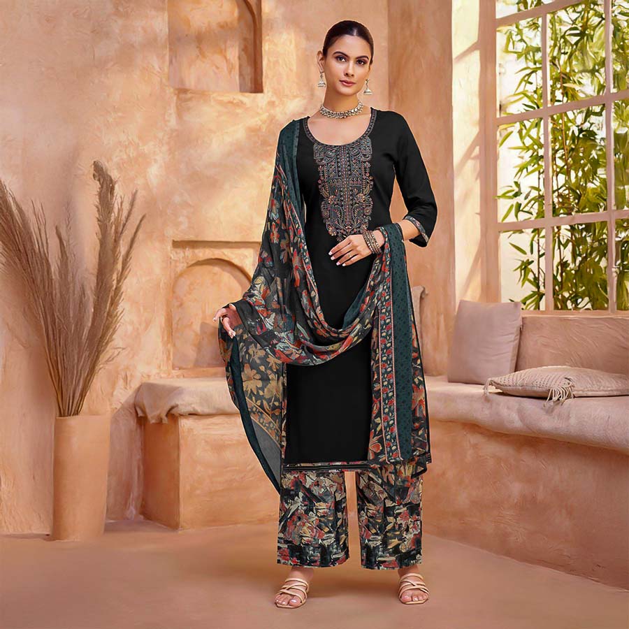 Black Jam Casual Wear Salwar Kameez