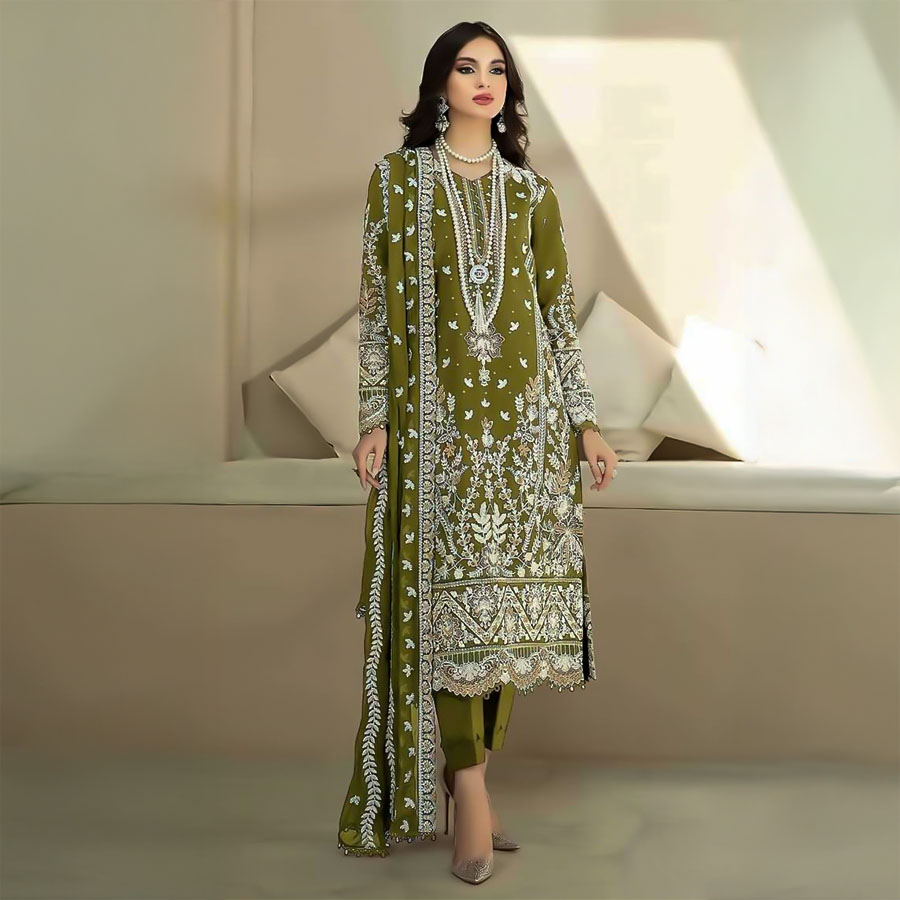 Green  Organza Casual Wear Salwar Kameez