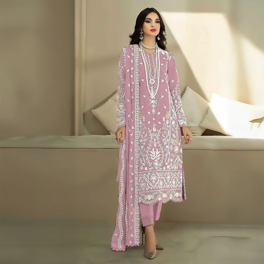 Purple  Organza Casual Wear Salwar Kameez