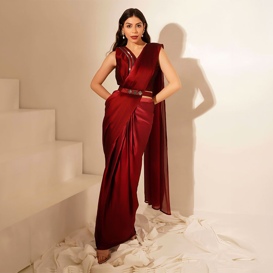 Red Imported Casual Wear Saree
