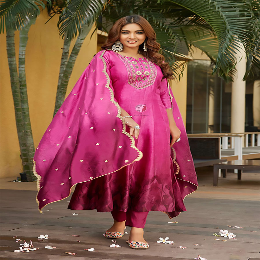 Pink Silk Anarkali Suit