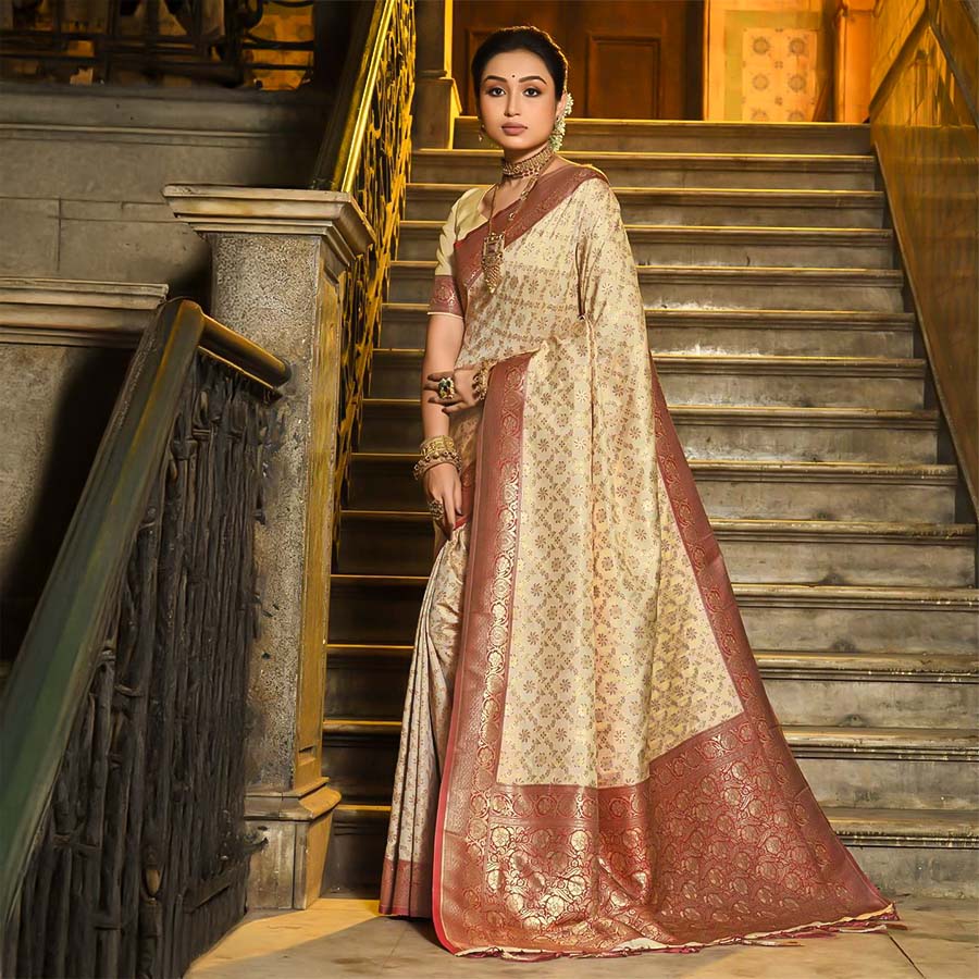 White  Banarasi Silk Casual Wear Saree