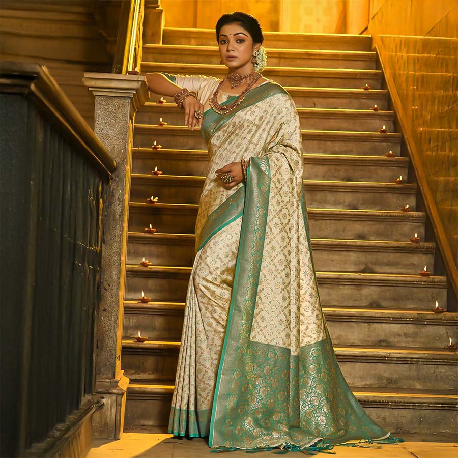 White  Banarasi Silk Casual Wear Saree