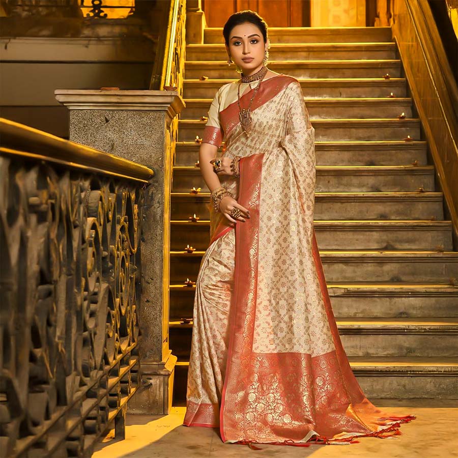 White  Banarasi Silk Casual Wear Saree