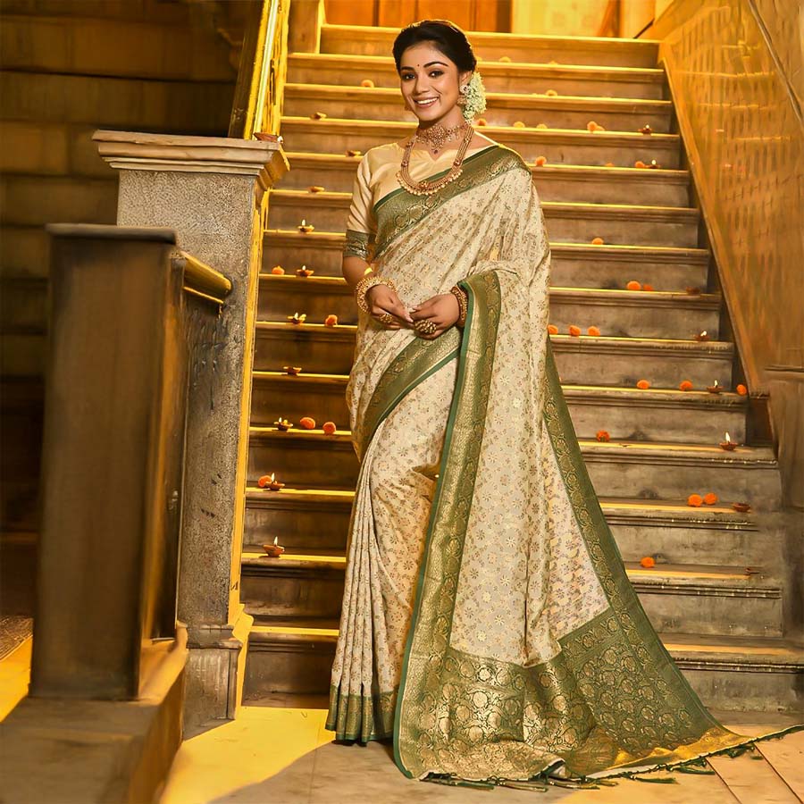 White  Banarasi Silk Casual Wear Saree