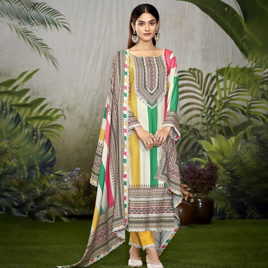 MultiColor Cotton Printed Suit