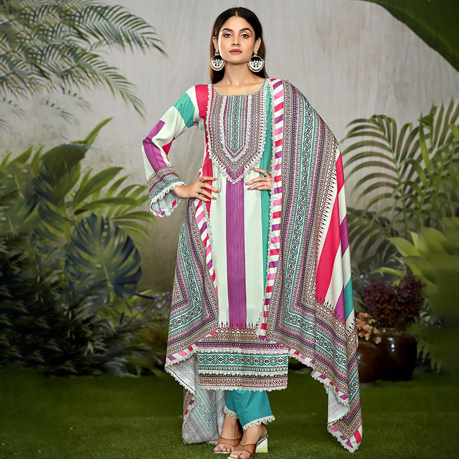 MultiColor Cotton Printed Suit