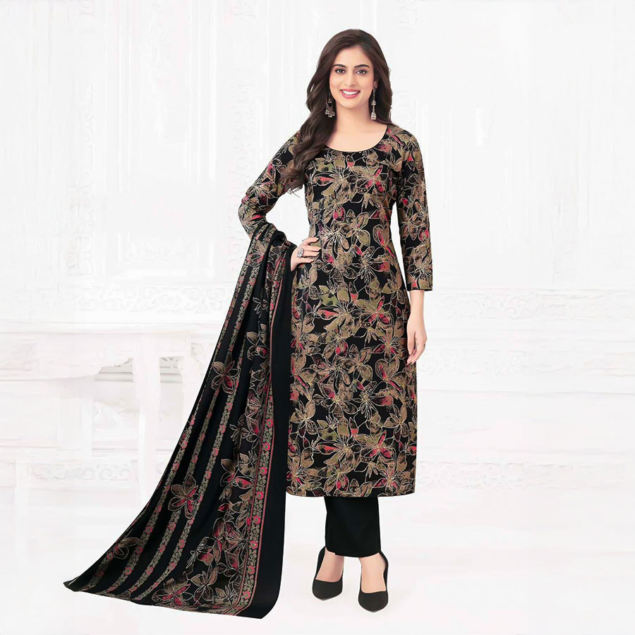 Black Cotton Printed Salwar Kameez