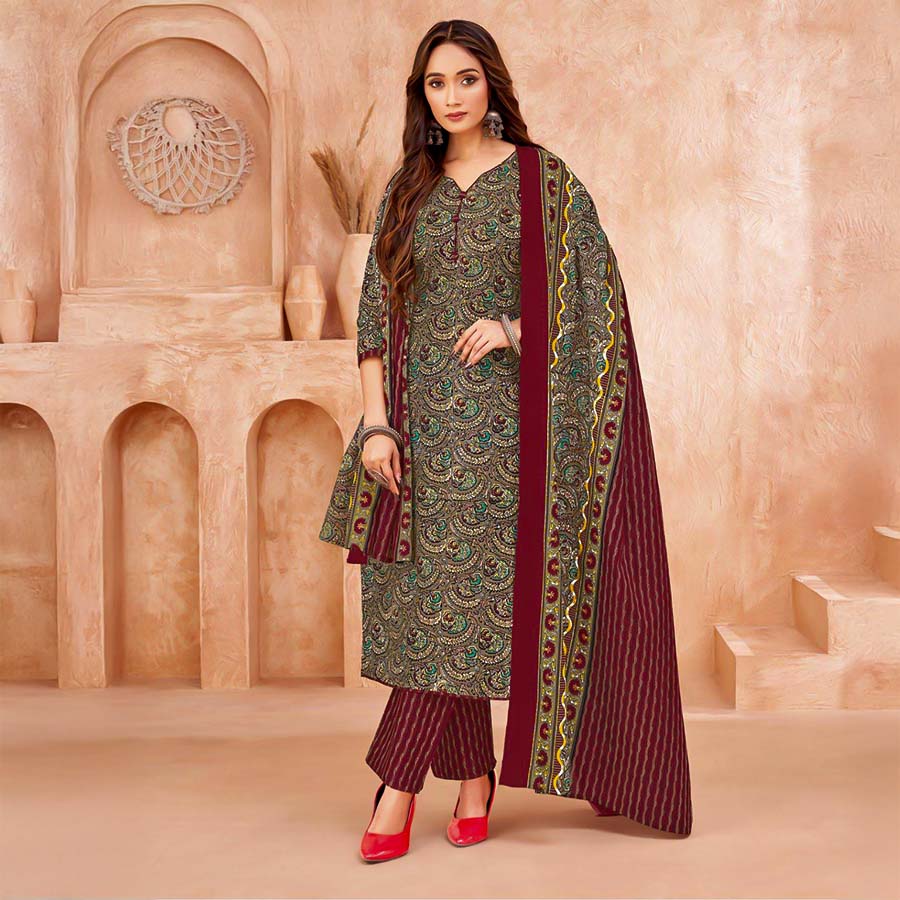 Green  Cotton Casual Wear Salwar Kameez