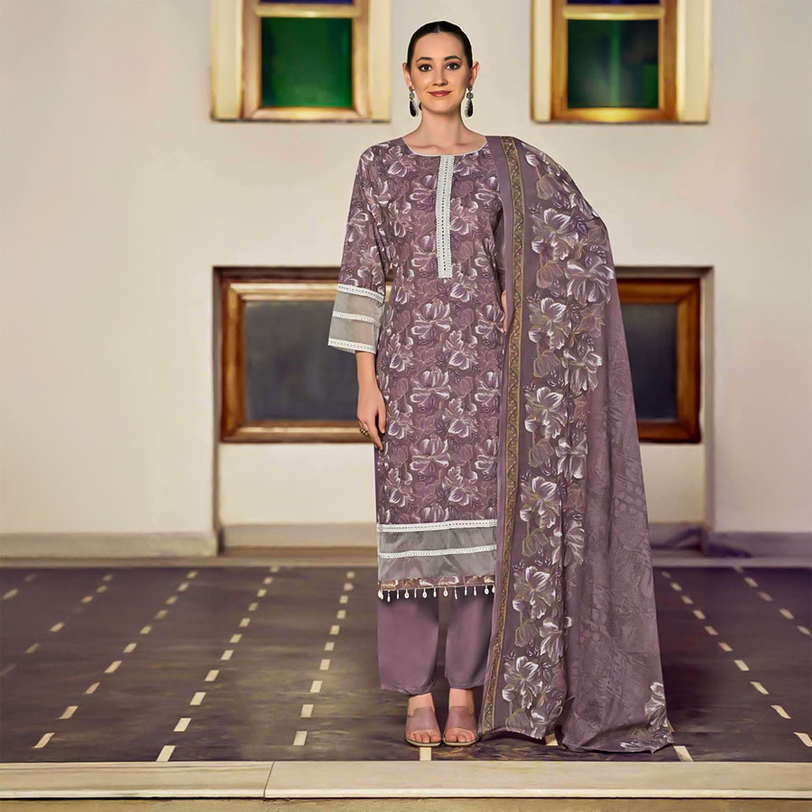 Purple  Cotton Casual Wear Salwar Kameez