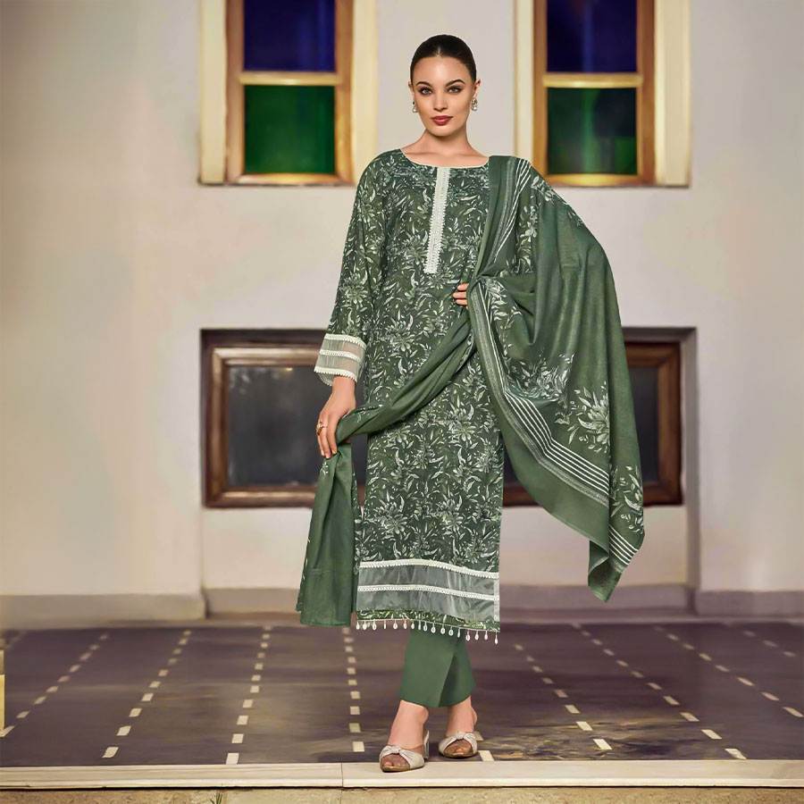 Green  Cotton Casual Wear Salwar Kameez
