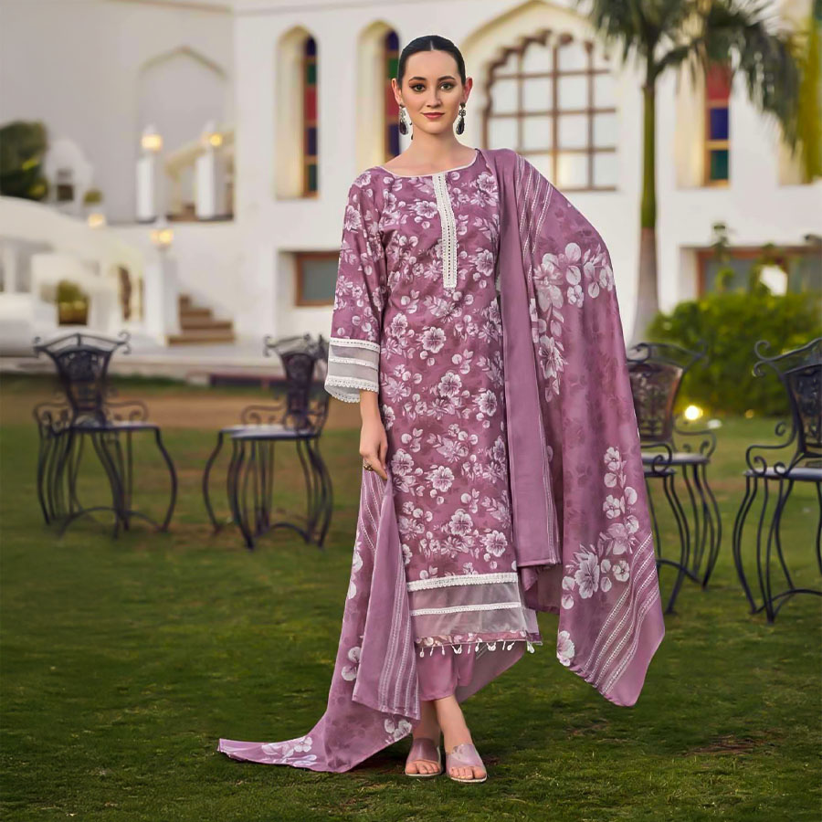 Purple  Cotton Casual Wear Salwar Kameez