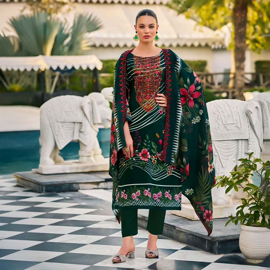 Green  Cotton Casual Wear Salwar Kameez