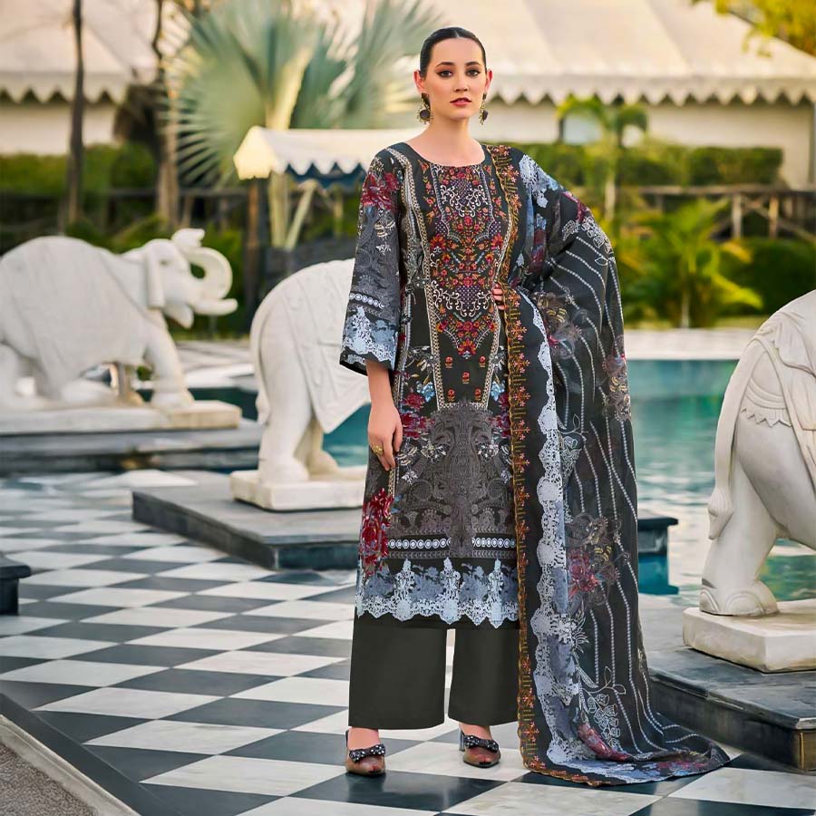 Grey Cotton Casual Wear Salwar Kameez