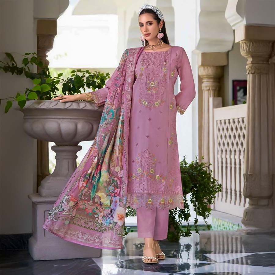 Purple Cotton Lawn Casual Wear Salwar Kameez