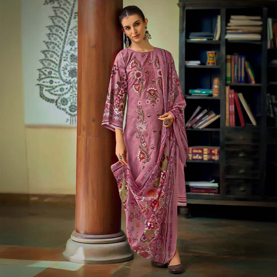 Pink  Cotton Casual Wear Salwar Kameez