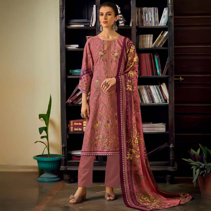 Pink  Cotton Casual Wear Salwar Kameez
