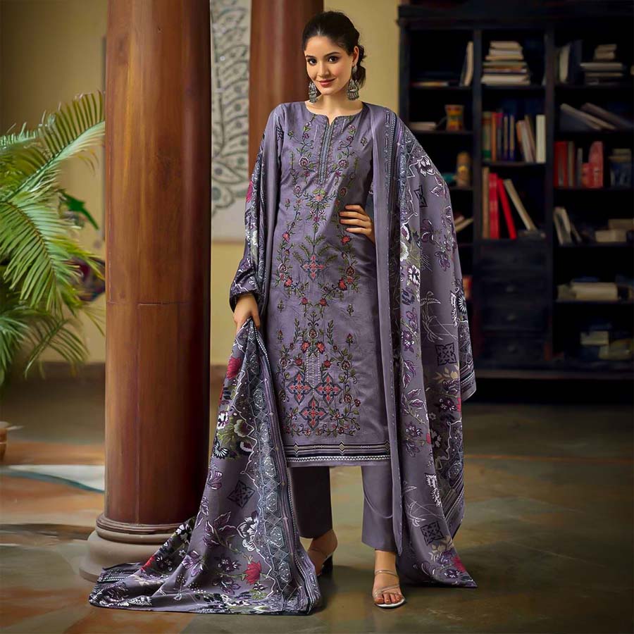 Purple Cotton Casual Wear Salwar Kameez