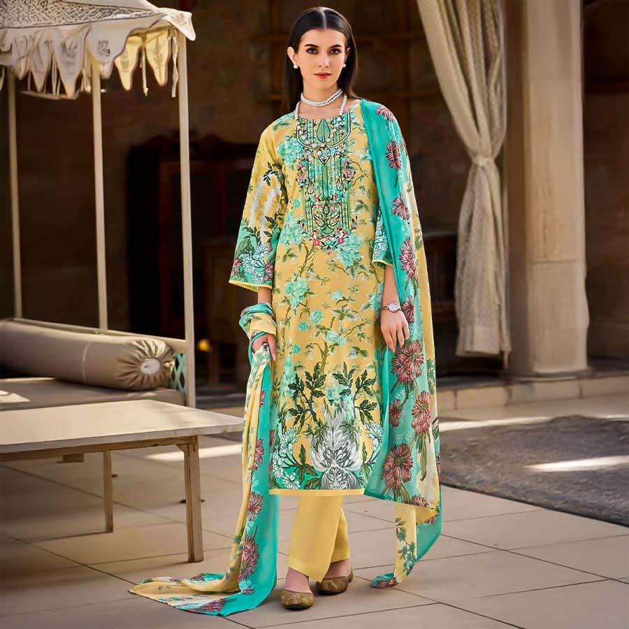 Green  Cotton Casual Wear Salwar Kameez