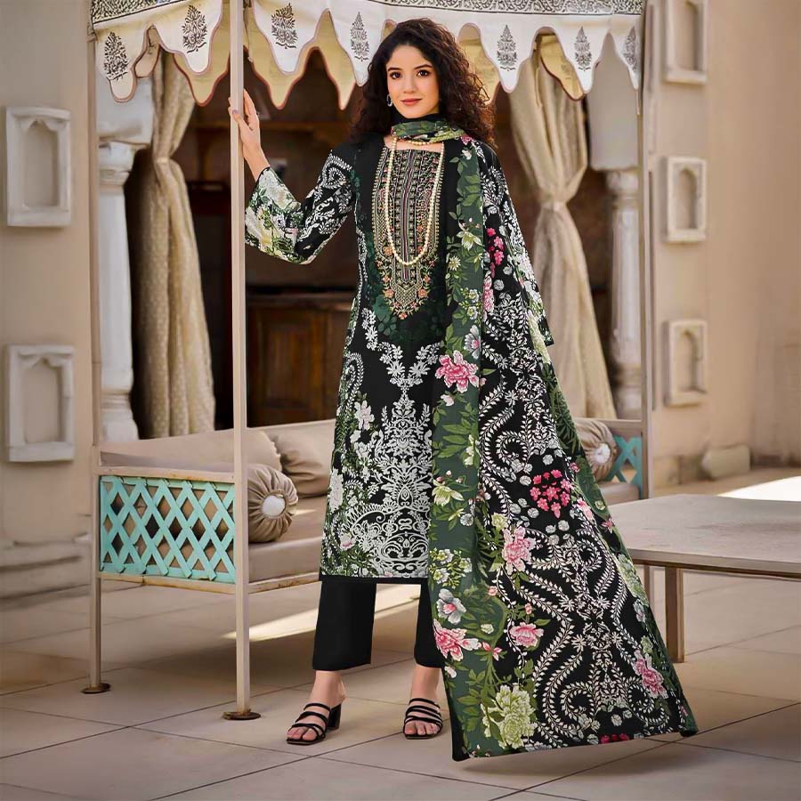 Green  Cotton Casual Wear Salwar Kameez