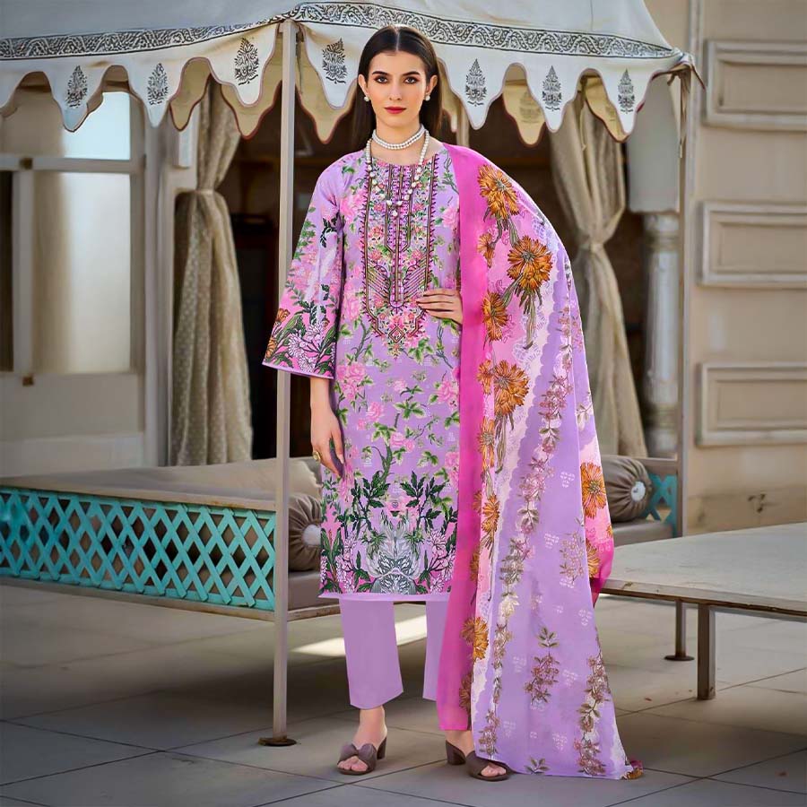 Purple Cotton Casual Wear Salwar Kameez