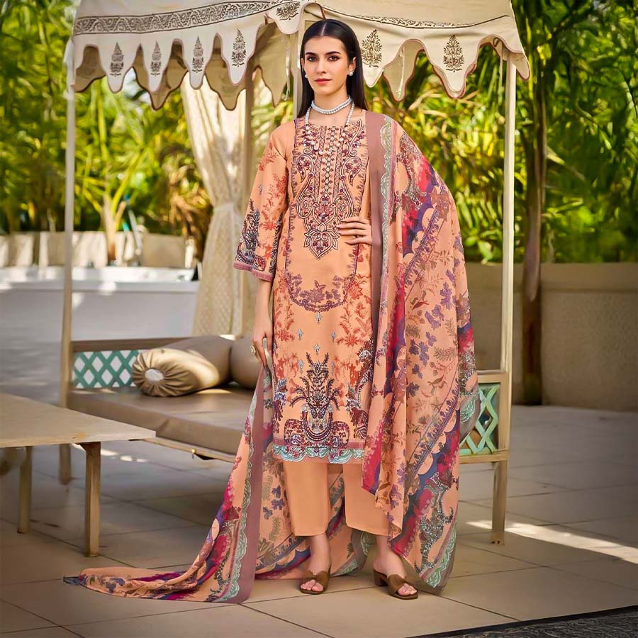 Orange Cotton Casual Wear Salwar Kameez