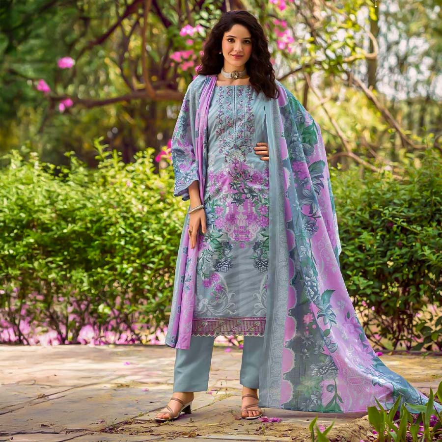 Purple Cotton Casual Wear Salwar Kameez