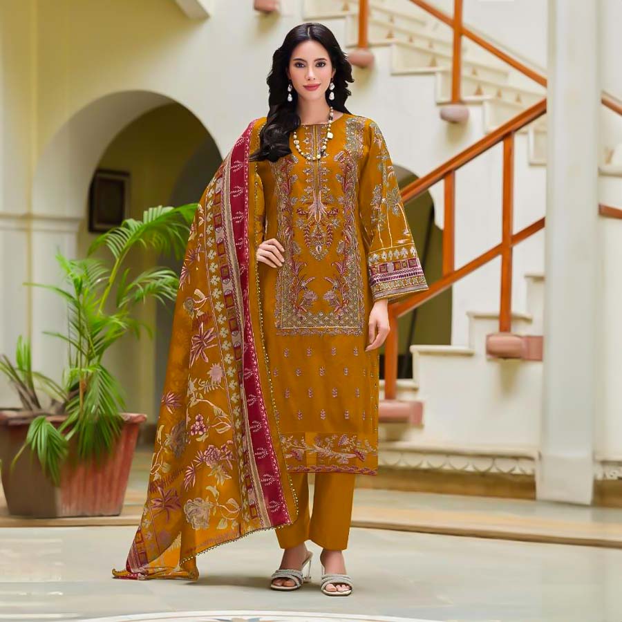 Yellow  Cotton Casual Wear Salwar Kameez