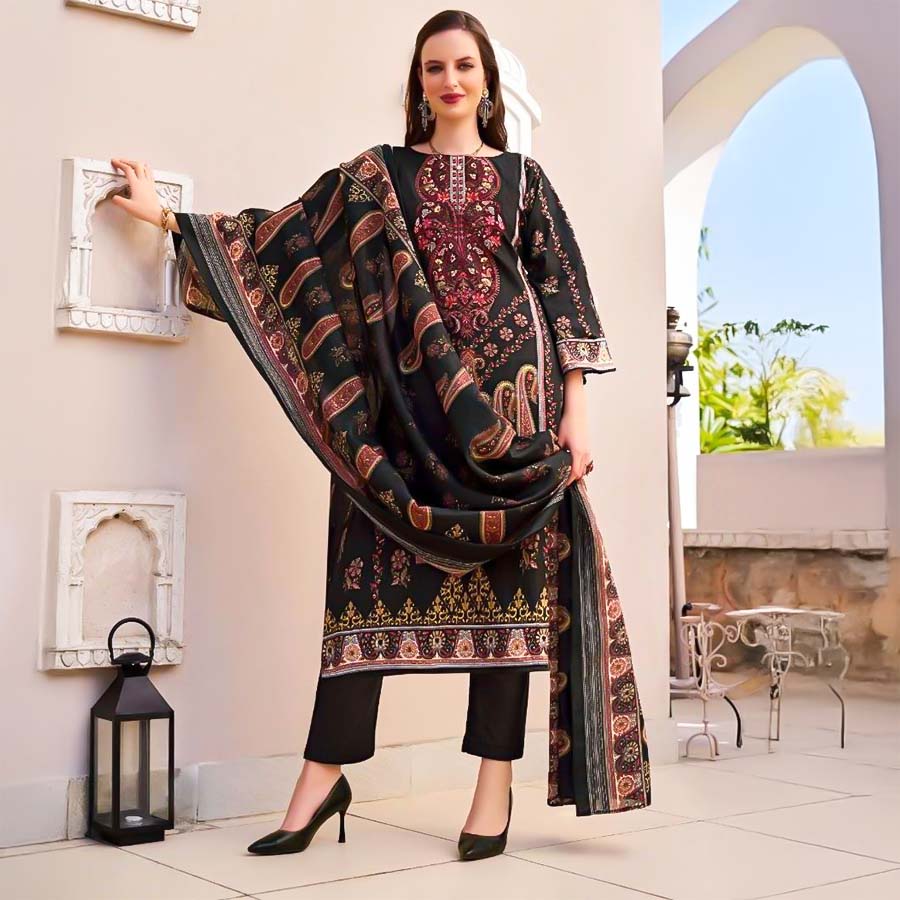 Black  Cotton Casual Wear Salwar Kameez