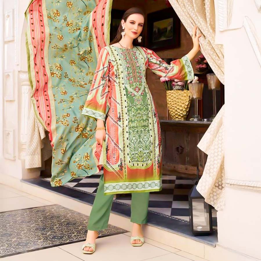 Green  Cotton Casual Wear Salwar Kameez